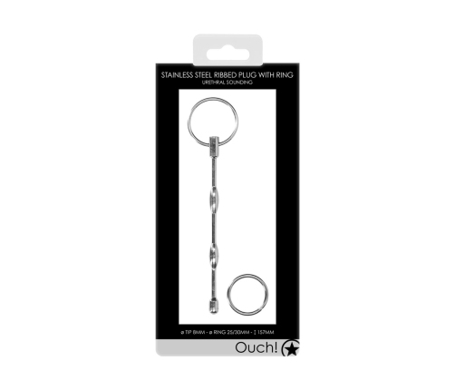 Mystim Ribbed Stainless Steel Urethral Sounding Rod 8 mm