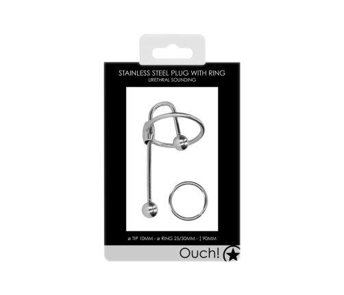 Stainless Steel Penis Plug with Ball - 0.4 / 10 mm