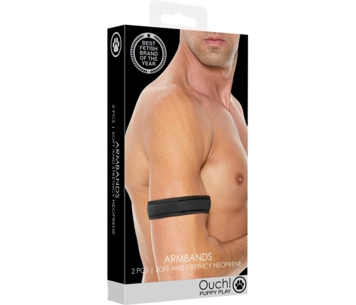 OUCH! Neoprene Wristbands Adjustable Black - Durable Role Play Accessory