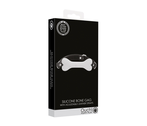Ouch! Silicone Bone-Shaped Gag Medical Grade - White, Adjustable Strap