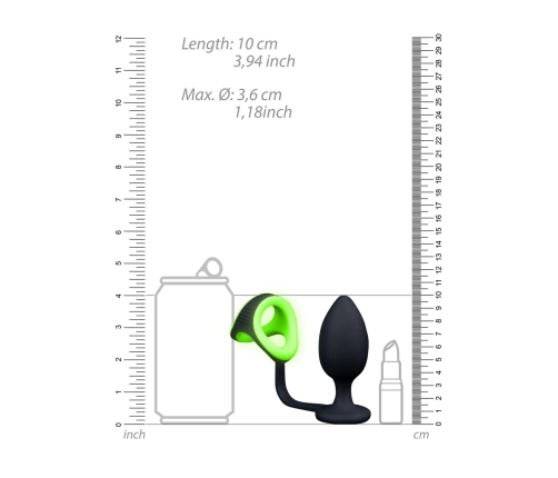 Ouch! Glow in the Dark Plug & Ring System - Fluorescent Green Silicone