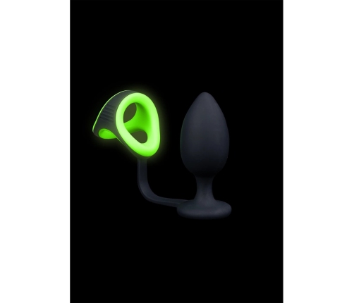 Ouch! Glow in the Dark Plug & Ring System - Fluorescent Green Silicone