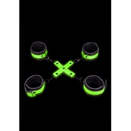 Hand and Ankle Cuffs with Hogtie - Glow in the Dark
