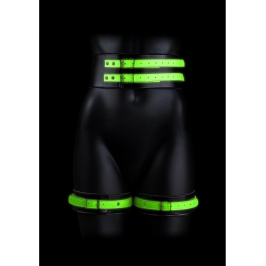 Thigh Cuffs with Belt and Handcuffs - Glow in the Dark - L/XL