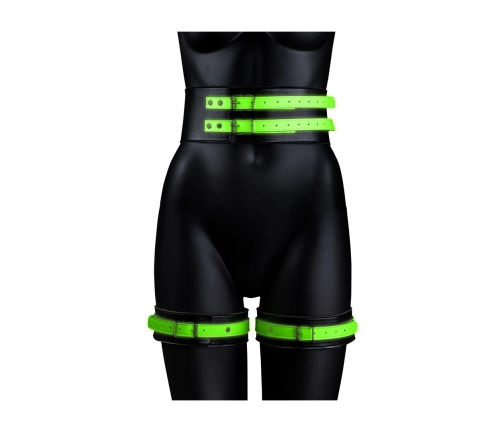 Thigh Cuffs with Belt and Handcuffs - Glow in the Dark - L/XL