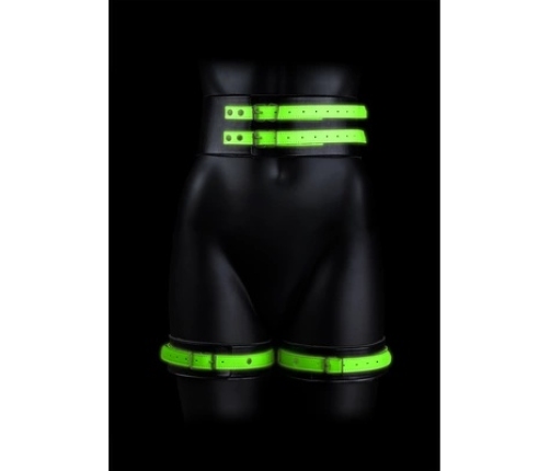Thigh Cuffs with Belt and Handcuffs - Glow in the Dark - L/XL