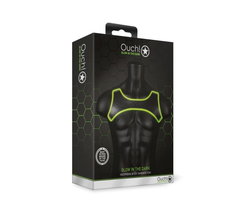 Ouch! Neoprene Harness Glow in the Dark Adjustable S/M Green