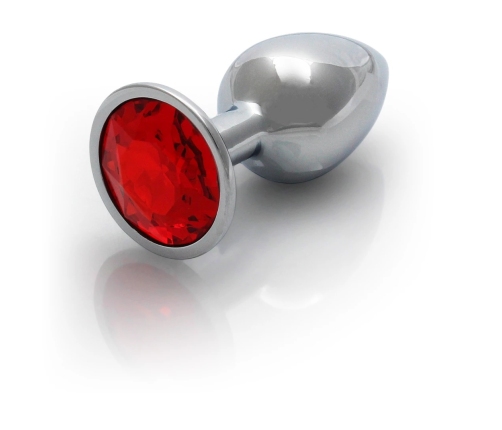 Ouch! Aluminum Intimate Plug Small - Silver, Round Gem Base