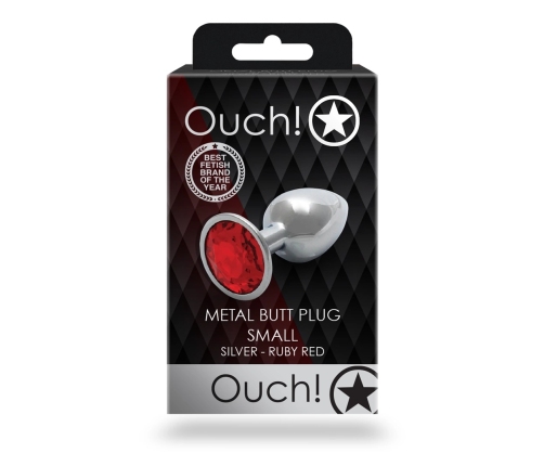 Ouch! Aluminum Intimate Plug Small - Silver, Round Gem Base