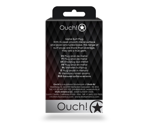 Ouch! Aluminum Intimate Plug Small - Silver, Round Gem Base