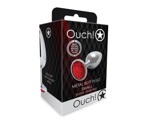Ouch! Aluminum Intimate Plug Small - Silver, Round Gem Base