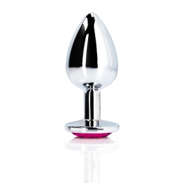 Ouch! Heart Gem Aluminum Plug Small - Silver Metal with Jewel Base
