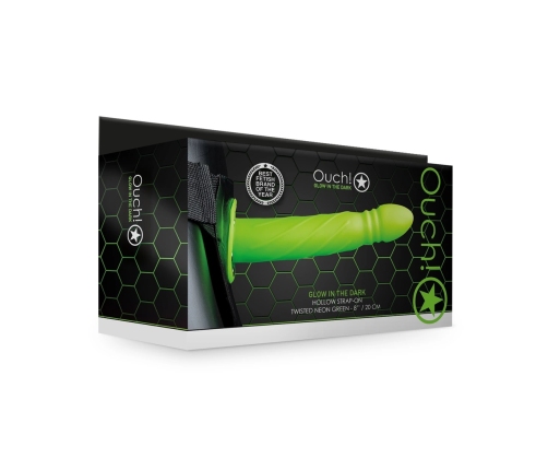 Glow in the Dark Twisted Hollow Strap-On - 8 / 20 cm