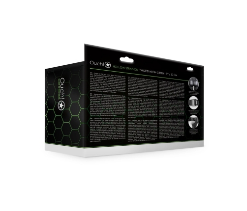 Glow in the Dark Twisted Hollow Strap-On - 8 / 20 cm