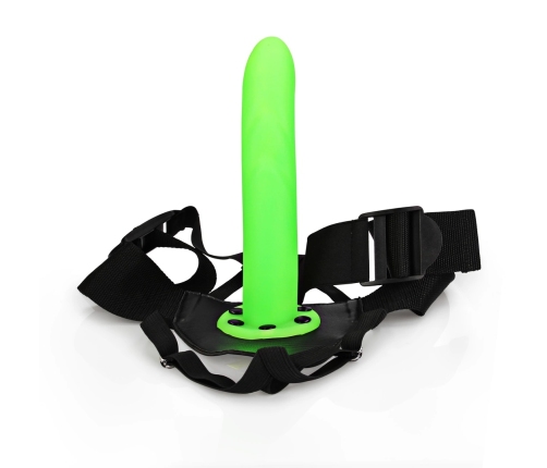 Glow in the Dark Textured Curved Hollow Strap-On - 8 / 20 cm