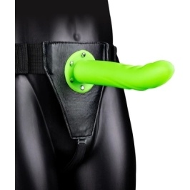 Glow in the Dark Textured Curved Hollow Strap-On - 8 / 20 cm