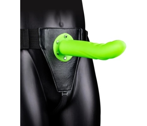 Glow in the Dark Textured Curved Hollow Strap-On - 8 / 20 cm