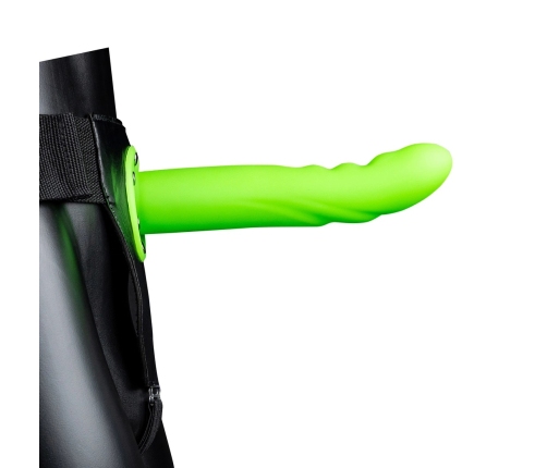 Glow in the Dark Textured Curved Hollow Strap-On - 8 / 20 cm