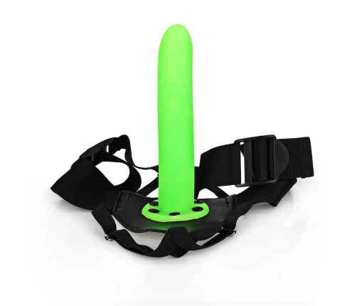 Glow in the Dark Textured Curved Hollow Strap-On - 8 / 20 cm
