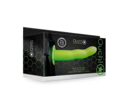 Glow in the Dark Curved Hollow Strap-On - 8 / 20 cm