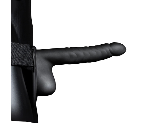Ribbed Hollow Strap-On with Balls - 8 / 21 cm