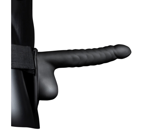 Ribbed Hollow Strap-On with Balls - 8 / 21 cm