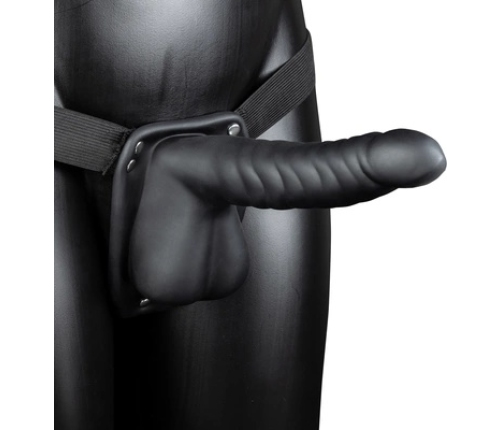 Ribbed Hollow Strap-On with Balls - 8 / 21 cm