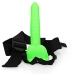 Glow in the Dark Ribbed Hollow Strap-On with Balls - 8 / 21 cm