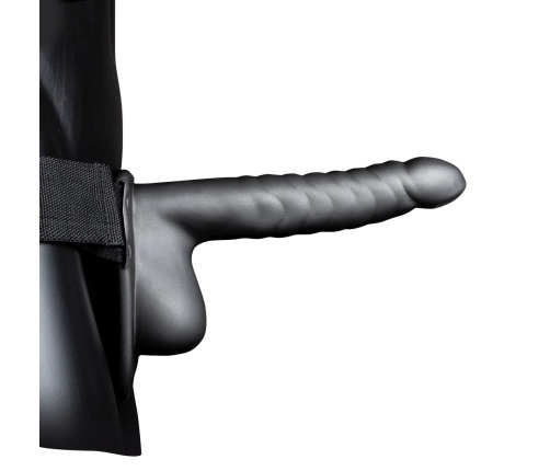 Ribbed Hollow Strap-On with Balls - 8 / 21 cm