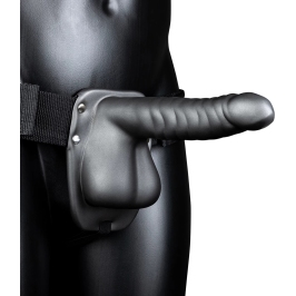 Ribbed Hollow Strap-On with Balls - 8 / 21 cm