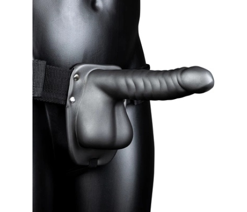 Ribbed Hollow Strap-On with Balls - 8 / 21 cm