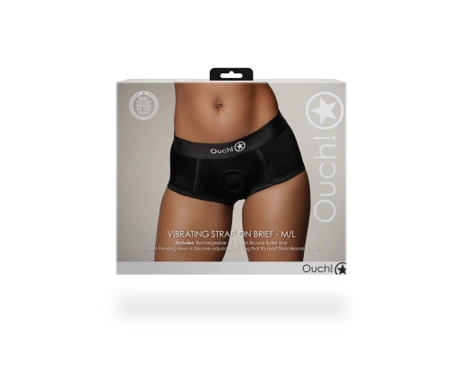 Vibrating Strap-on Brief - M/L - Black