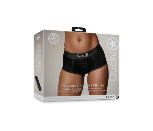 Vibrating Strap-on Brief - M/L - Black