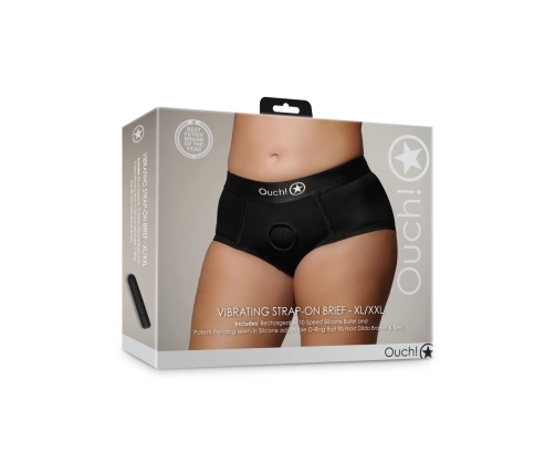 Vibrating Strap-on Brief - XL/XXL - Black