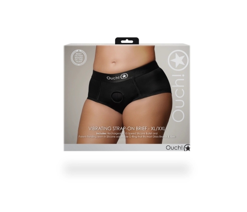 Vibrating Strap-on Brief - XL/XXL - Black
