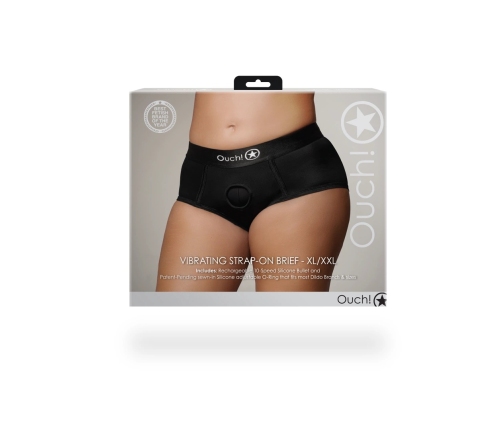 Vibrating Strap-on Brief - XL/XXL - Black