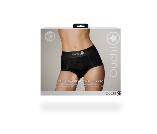 Vibrating Strap-on Brief - XS/S - Black