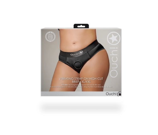 Vibrating Strap-on High-cut Brief - XL/XXL - Black