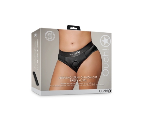 Vibrating Strap-on High-cut Brief - XL/XXL - Black