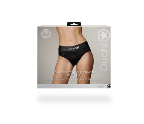 Vibrating Strap-on High-cut Brief - XS/S - Black