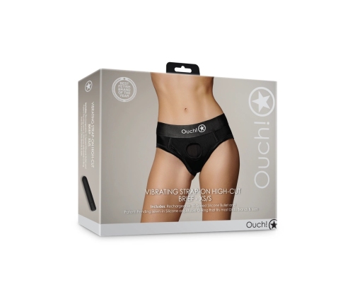 Vibrating Strap-on High-cut Brief - XS/S - Black