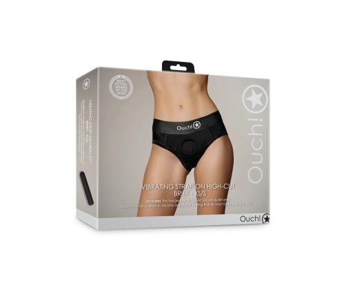 Vibrating Strap-on High-cut Brief - XS/S - Black