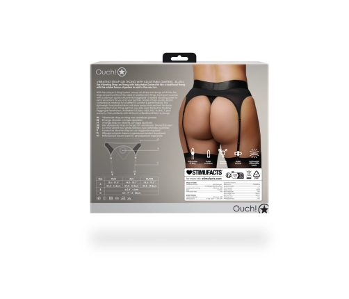 Vibrating Strap-on Thong with Adjustable Garters - XL/XXL - Black