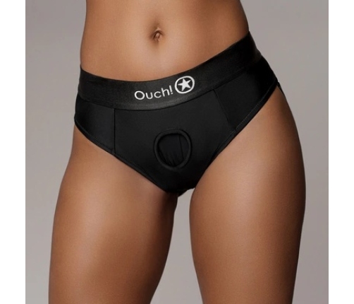 Vibrating Strap-on Thong with Removable Butt Straps - M/L - Black