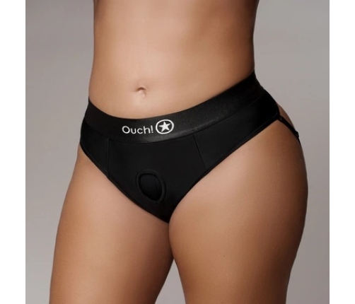 Vibrating Strap-on Thong with Removable Butt Straps - XL/XXL - Black