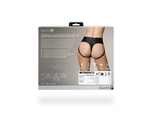 Vibrating Strap-on Thong with Removable Butt Straps - XS/S - Black