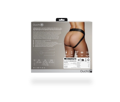 Vibrating Strap-on Panty Harness with Open Back - M/L - Black