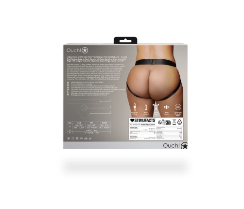 Vibrating Strap-on Panty Harness with Open Back - XL/XXL - Black