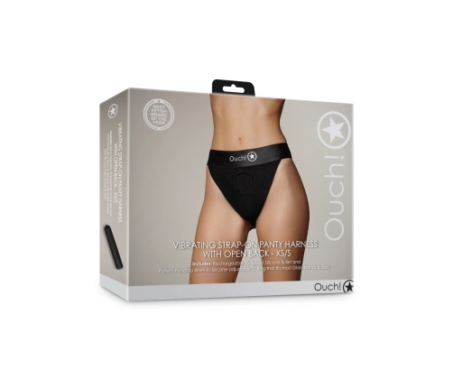 Vibrating Strap-on Panty Harness with Open Back - XS/S - Black