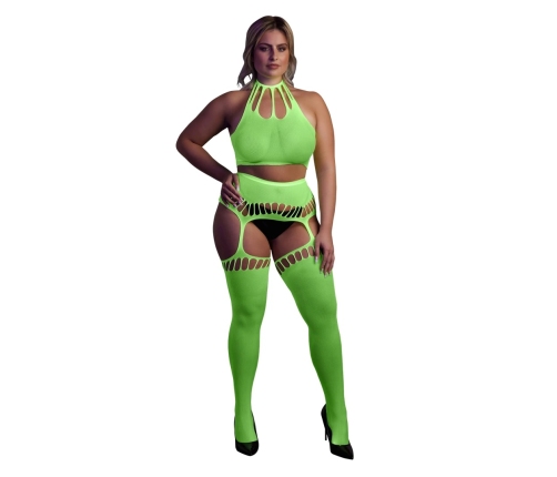 Two Piece with Crop Top and Stockings
